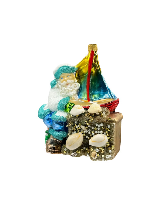 ozdoby choinkowe Bombka choinkowa: Święty Mikołaj z żaglówką