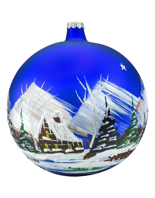 ozdoby choinkowe Bombka okrągła duża: Granatowy zimowy pejzaż