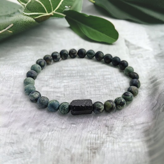 bransoletki z kamieni naturalnych Damska : jaspis kambaba & turmalin : ochronna bransoletka