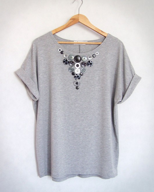 t-shirt damskie Button T-shirt - koszulka oversize