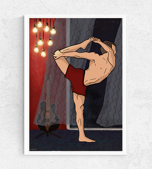 grafiki i ilustracje Plakat Joga - Tancerz - Joga po męsku
