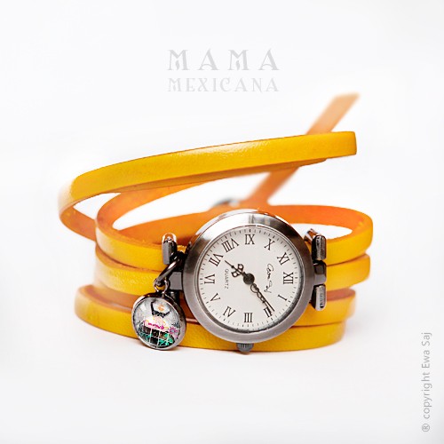 Mama Mexicana - bransoletka zegarek żółta Ewa Saj Fotografie