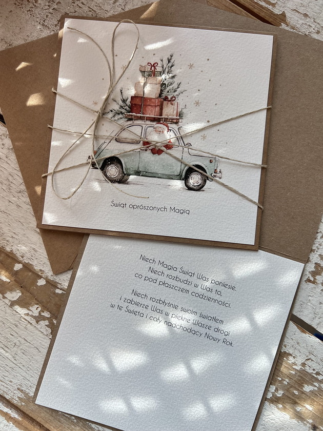 kartki świąteczne Kartka świąteczna ręcznie robiona na Boże Narodzenie - Mikołaj