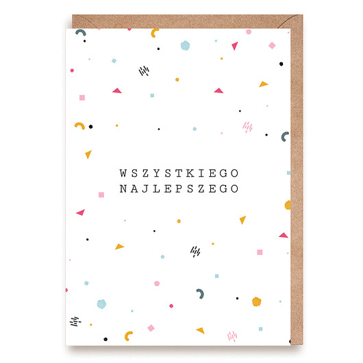 kartki okolicznościowe - wydruki Kartka urodzinowa z confetti - "Wszystkiego najlepszego"