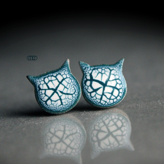 kolczyki ceramiczne Koty /stal chirurgiczna/