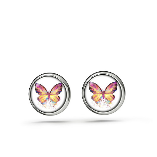 kolczyki szklane Kolczyki sztyfty - Motyl - mini