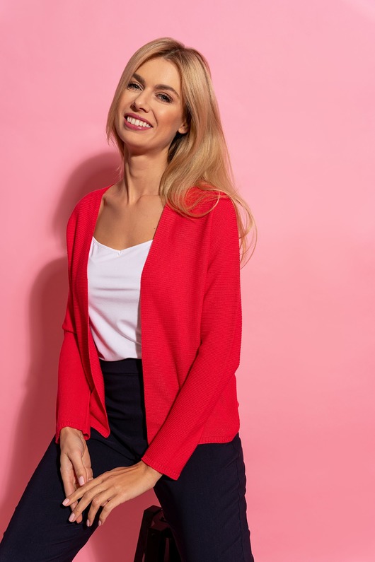 kardigany damskie Krótki czerwony kardigan