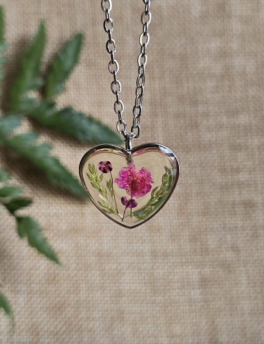 wisiory Srebrna zawieszka wisiorek kwiaty serce serduszko różowa