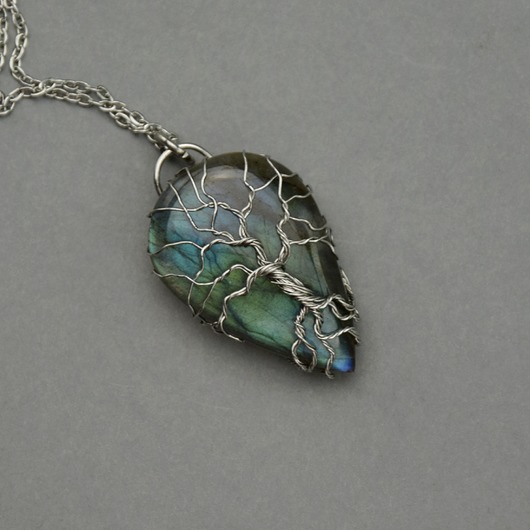 wisiory Wisiorek drzewo życia labradoryt wire wrapping