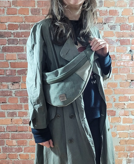saszetka nerka Nerka "Haru" zielona bawełna canvas mix