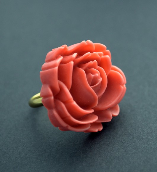 Vintage Flowers- Koralowa róża butterflyart