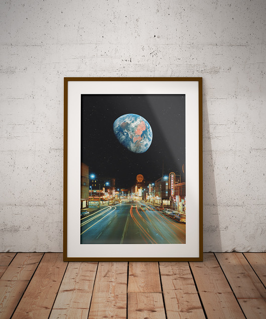 plakaty Plakat Nocna przejażdżka - Kolaż Fine-art  - Autorska dekoracja ścienna