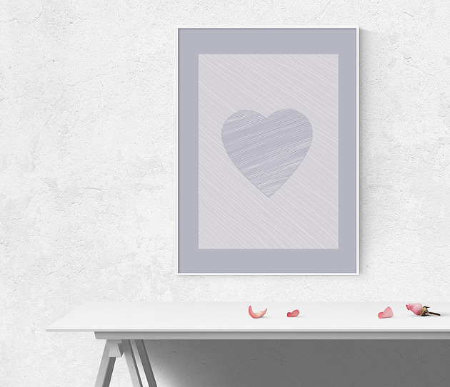 plakaty Plakat z sercem, lawendowy