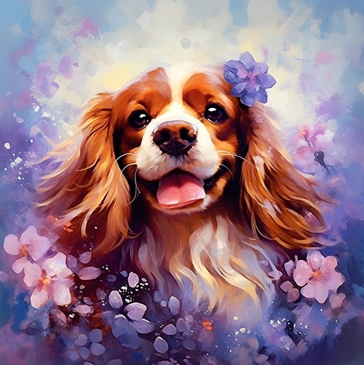 poduszki z grafiką Poduszka welurowa Cavalier King Charles