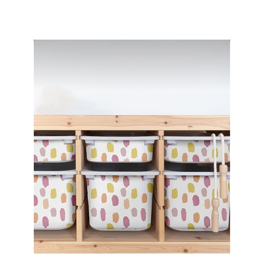 naklejki ścienne do pokoju dziecka Naklejka na pojemniki Trofast Ikea łatki kropki