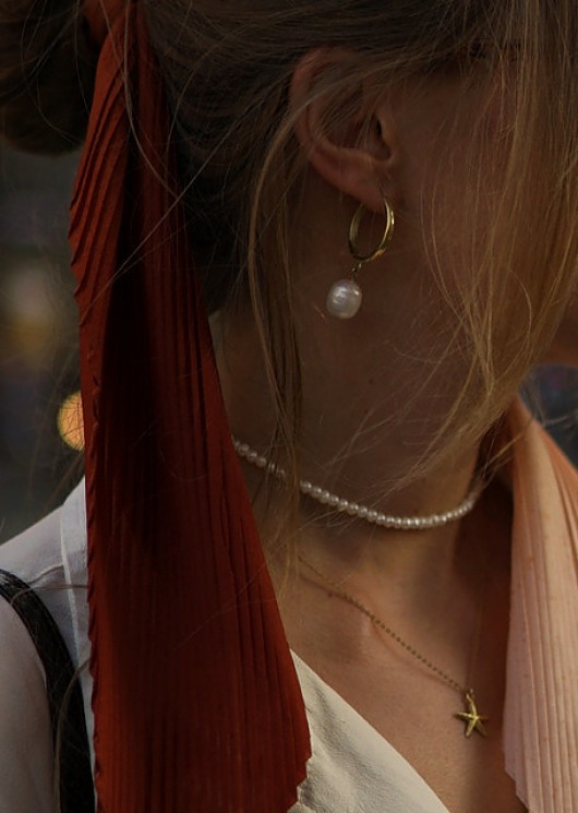 kolczyki pozłacane Kolczyki srebrne Freshwater Pearl Earrings  Circles
