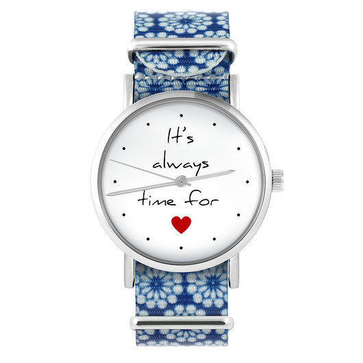 zegarki damskie Zegarek - Love time - niebieski, kwiaty