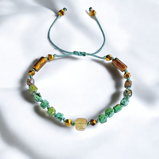 bransoletki z kamieni naturalnych SUKCES - amulet - turkus, cytryn, tygrysie oko, hematyt