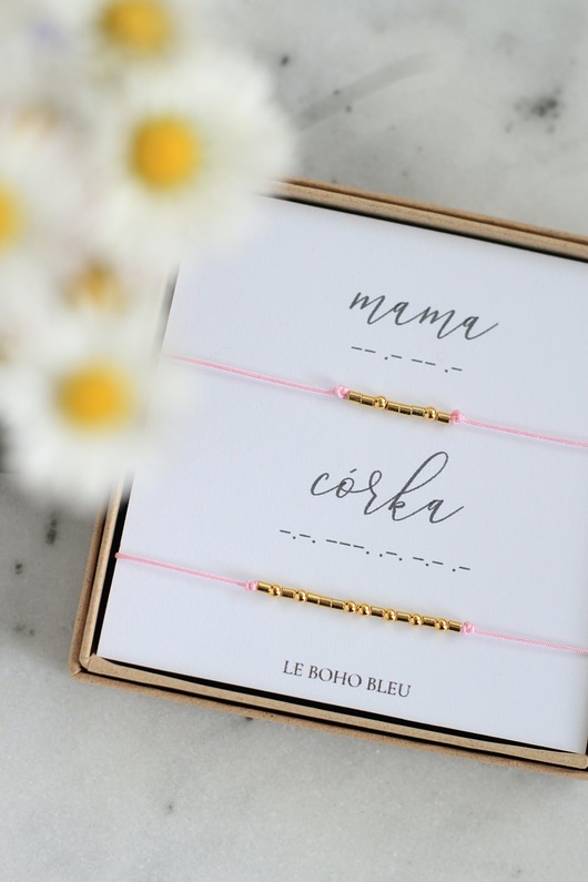 bransoletki na sznurku MAMA i CÓRKA - ZESTAW - Alfabet Morse'a - Bransoletki