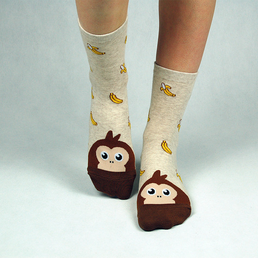 Skarpetki z małpką i bananami. Małpi raj! CandySox