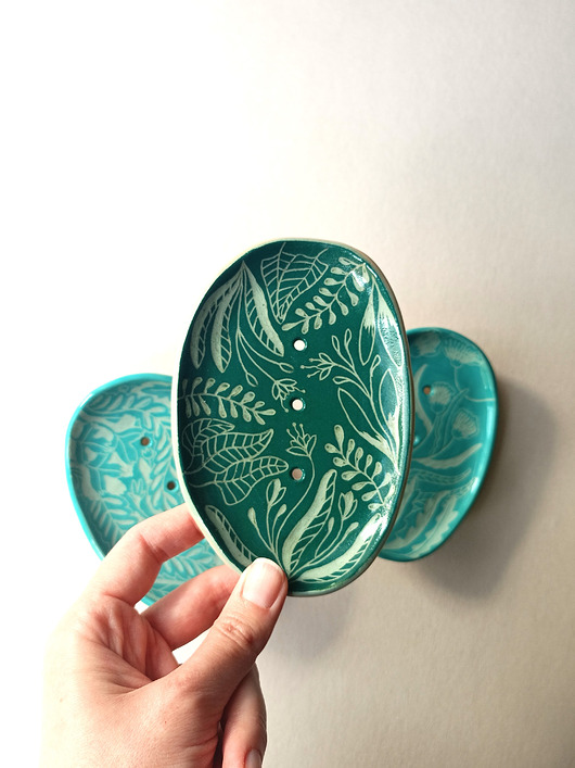 mydelniczki Mydelniczka ceramiczna ciemnozielona