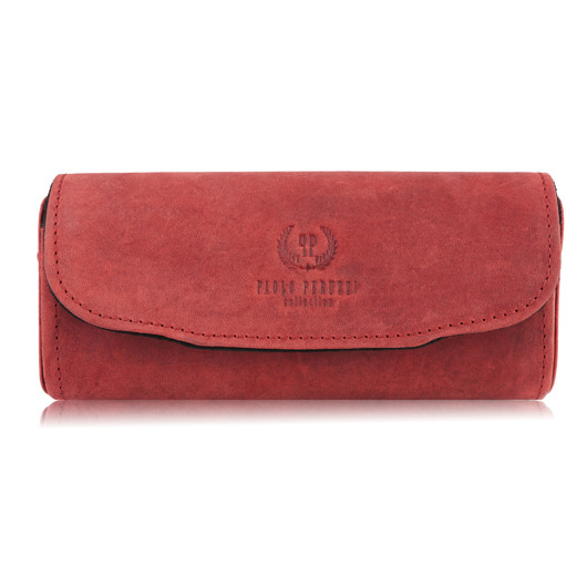 etui na okulary ETUI NA OKULARY PIÓRNIK POKROWIEC ZE SKÓRY VINTAGE CZERWONY PAOLO PERUZZI T-8