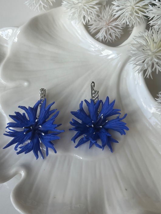 kolczyki z masy plastycznej Kolczyki chabry 