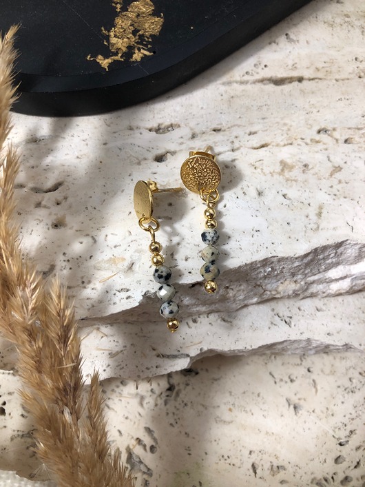 kolczyki z kamieniami Kolczyki jaspis dalmatyński