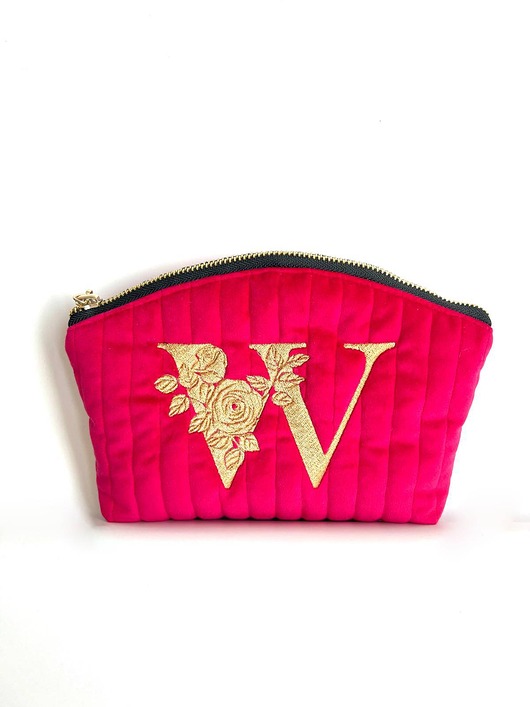 kosmetyczki Pikowana kosmetyczka personalizowana literą imienia