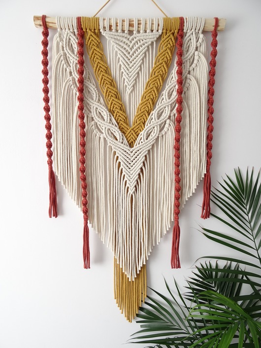Makrama Suzi 60x100 cm kremowa ceglana musztardowa nordart