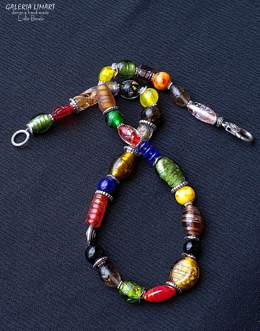 korale Vintage style elegancki naszyjnik ze szkła weneckiego multicolor Prezent lux