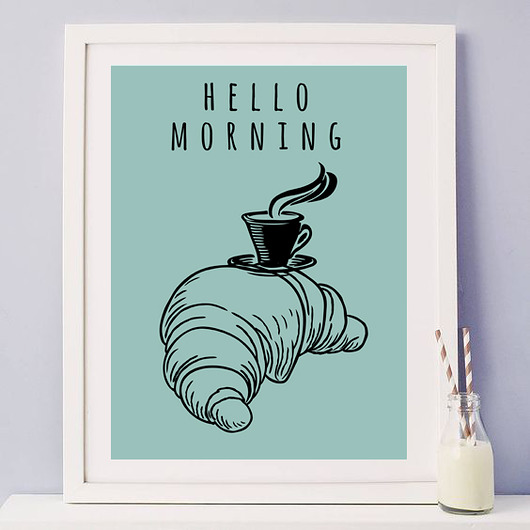 plakat hello morning rogal i kawa MUKI design