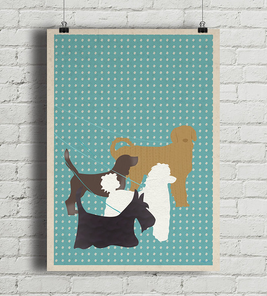 plakaty Psy na spacerze - plakat fine art