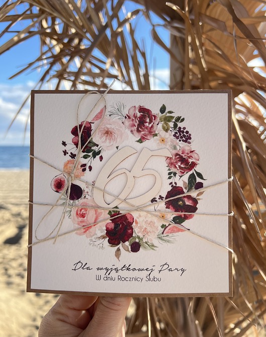 kartki scrapbooking Ręcznie robiona kartka życzenia z okazji 65. rocznicy ślubu