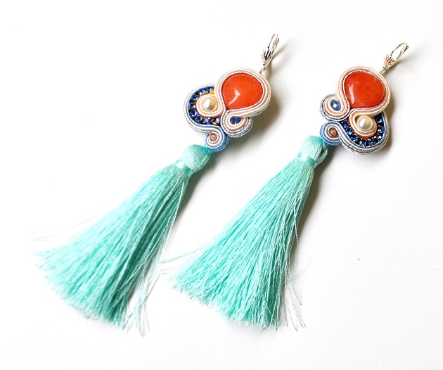 kolczyki soutache Sutaszowe kolczyki BLUE&ORANGE