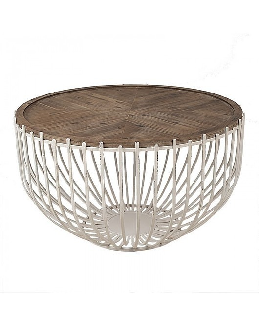 stoliki kawowe Stolik Kawowy Stolik Metalowy z Drewnianym Blatem Amalfi