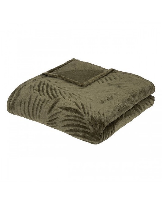 koce i narzuty Koc Pled Narzuta Foglie Oliwkowa 180x230 cm