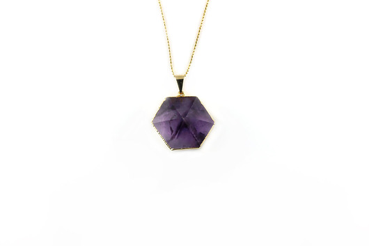 Colare Ametyst złoto piramidka Brazi Druse Jewelry