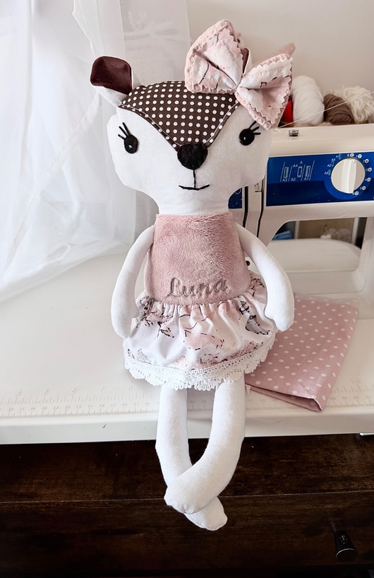 przytulanki dla niemowląt i dzieci Wyjątkowa przytulanka SARENKA minky HAFT imię dziecka