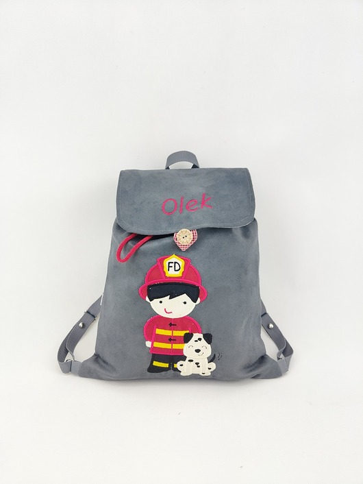 torebki, worki i plecaki dziecięce Plecak ze strażakiem, prezent dla chłopca, plecak z imieniem