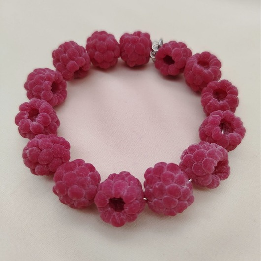 komplet biżuterii Bransoletka maliny handmade z kolczykami