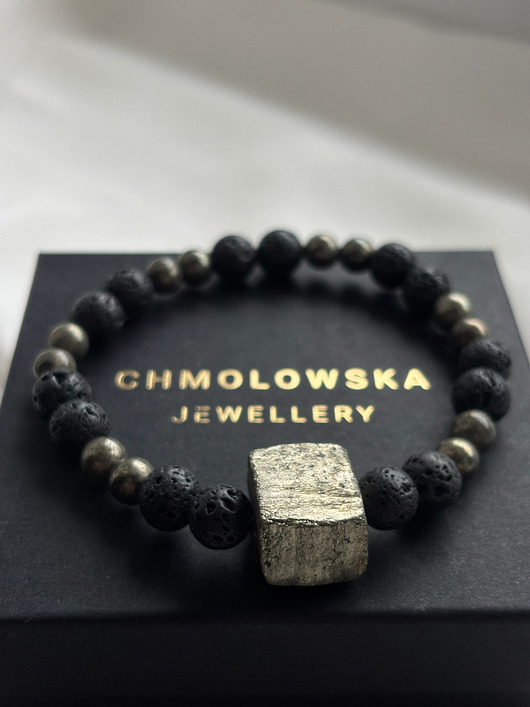 biżuteria męska Bransoletka Męska Piryt i Lawa