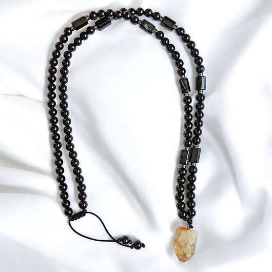 biżuteria męska UNIKAT: cytryn, turmalin, onyks - naszyjnik MĘSKI