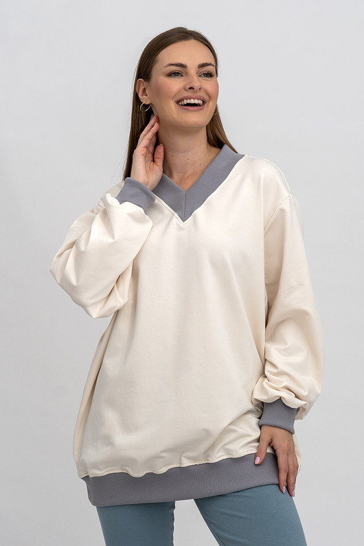 bluza bez kaptura damska Bluza ,,COMFORT" wanilia