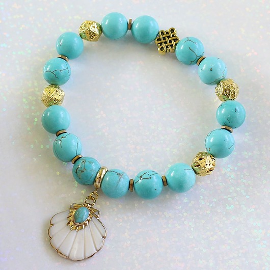 bransoletki z kamieni naturalnych Turkus i pozłacana lawa wulkaniczna