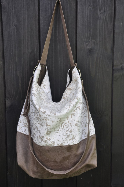 Torba hobo XL - korkowa, drukowana PRACOWNIA 166