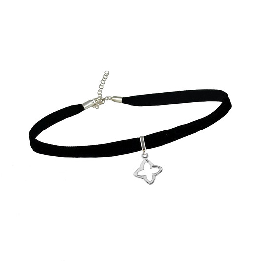 POPLAVSKY NASZYJNIK AKSAMITKA CHOKER srebro POPLAVSKY