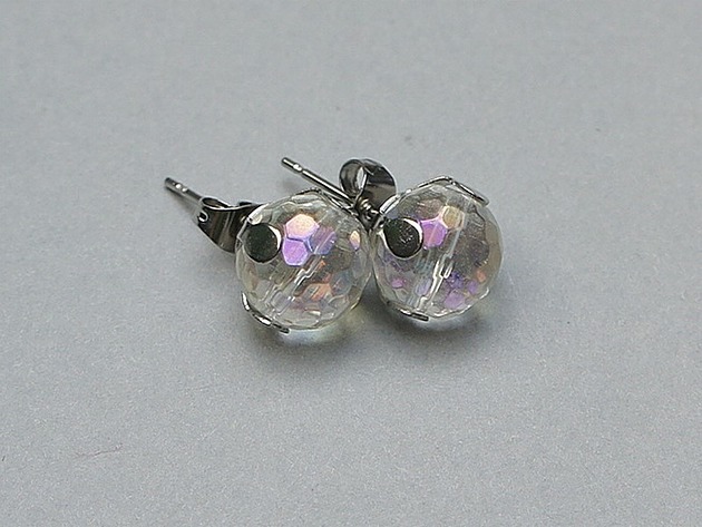 kolczyki z kamieniami Dots - Kwarc mystic /alloys collection/ - sztyfty
