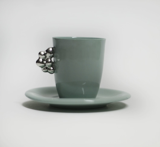 miętowa filiżanka espresso z platyną  malikceramik