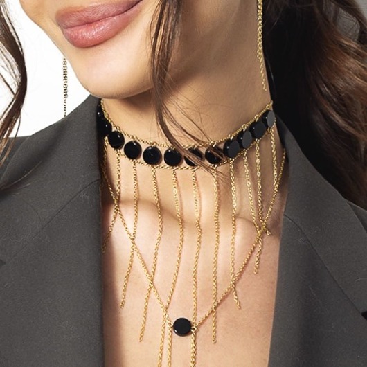 chokery Choker z łańcuszkami Fashion Stones